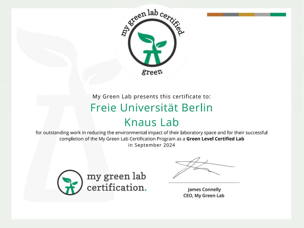 MyGreenLab Certificate for the Knaus Lab